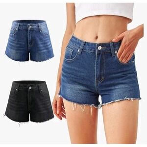 2 Pack, 2XL Washed Denim Jean Shorts Mid Rise Casual Ripped Frayed Hem